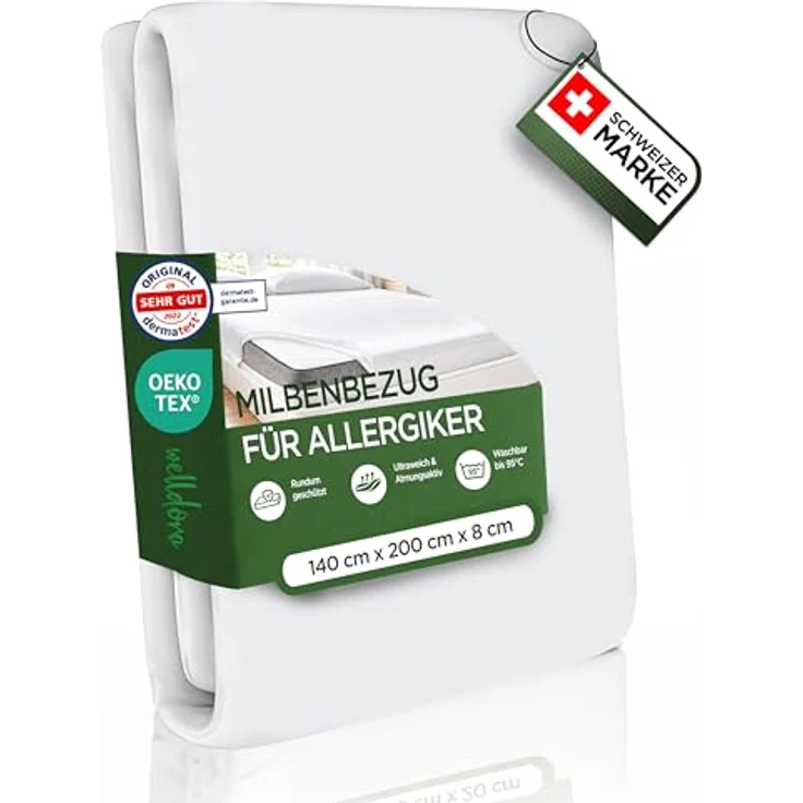 Encasing Premium Milbenbezug Matratzen ǀ Allergiker Matratzenschoner Welldora, fachärztlich getestet, Allergiker Bettwäsche mit Reissverschluss 360° – Bild 2