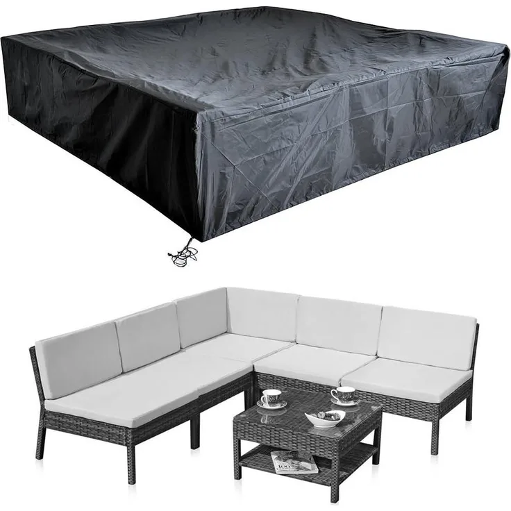 Schutzhülle Abdeckplane für Gartenmöbel, schwarz, 195 x 195 x 67 cm - Melko