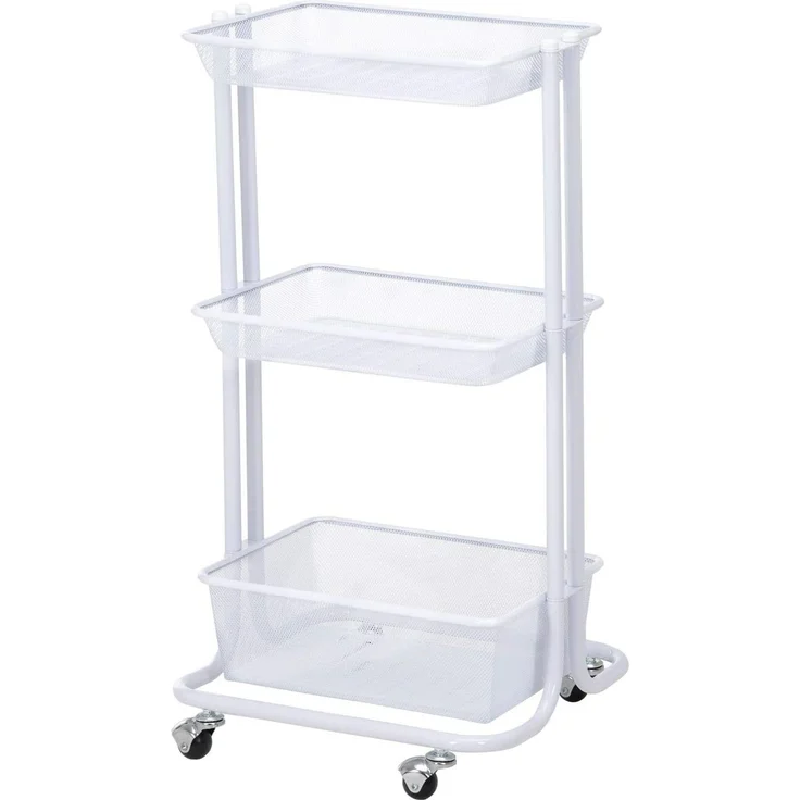 IDIMEX Servierwagen VALIENTE, Rollwagen mit 3 Körben für Küche & Badezimmer schmal Metall weiß – Bild 2
