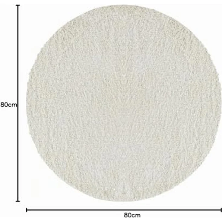 HomebyHome Teppich Rund Hochflor 80 cm Rund - Shaggy Runder Teppich Wohnzimmer Creme Extra Weich und Flauschig - Waschbarer Langflor Teppiche für Schlafzimmer, Küche, Flur - Carpet, Halı, Kilim – Bild 2