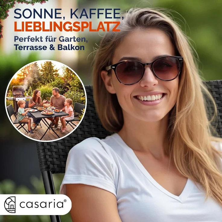 CASARIA® Polyrattan Klappstuhl Gartenstuhl Balkonstuhl klappbar 4er Set – Bild 8