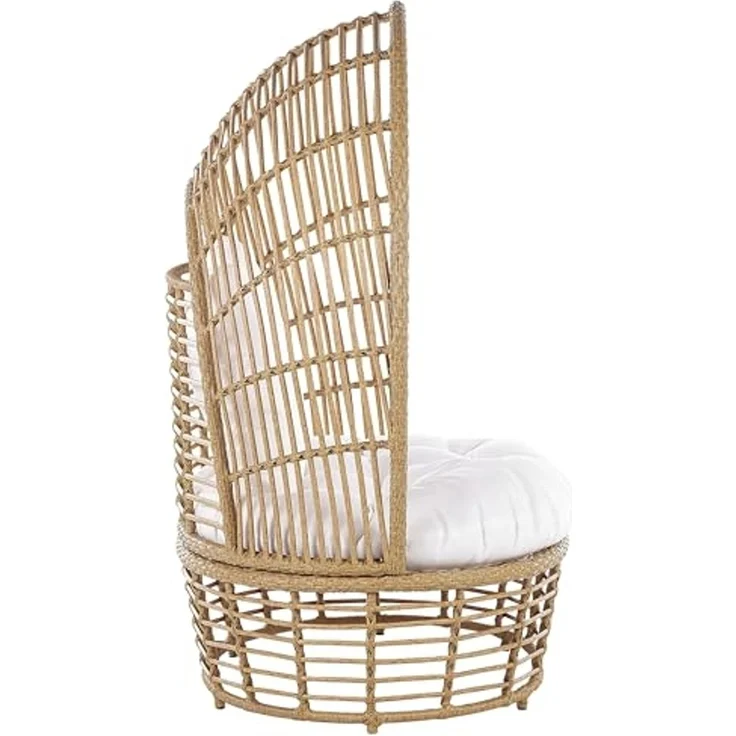 Beliani 'LIDO' Sonneninsel mit Kissen, Rattan natur / weiß, 109x83x150 cm – Bild 5