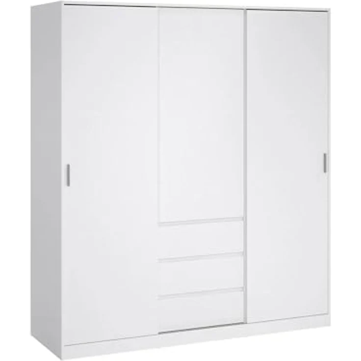 Dmora - Kleiderschrank 3 Türen Delphine, Schlafzimmermöbel, Schrank, Garderobe, 177x60 h200 cm, Weiß – Bild 4