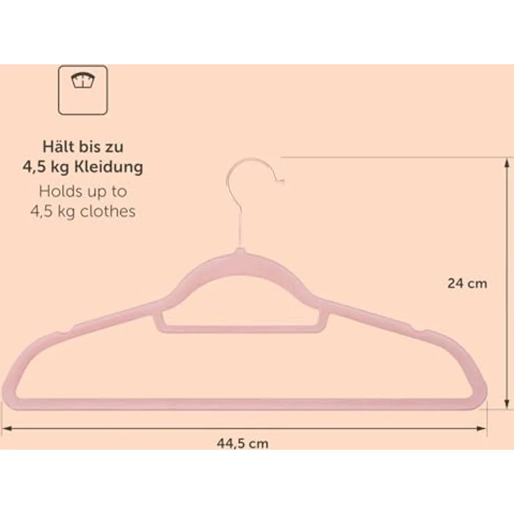 Blumtal Kleiderbügel 50 Stück - 360° Drehbar, Belastbar, Platzsparend Und Rutschfest - Rosa Samtbügel Mit Bezug – Bild 4