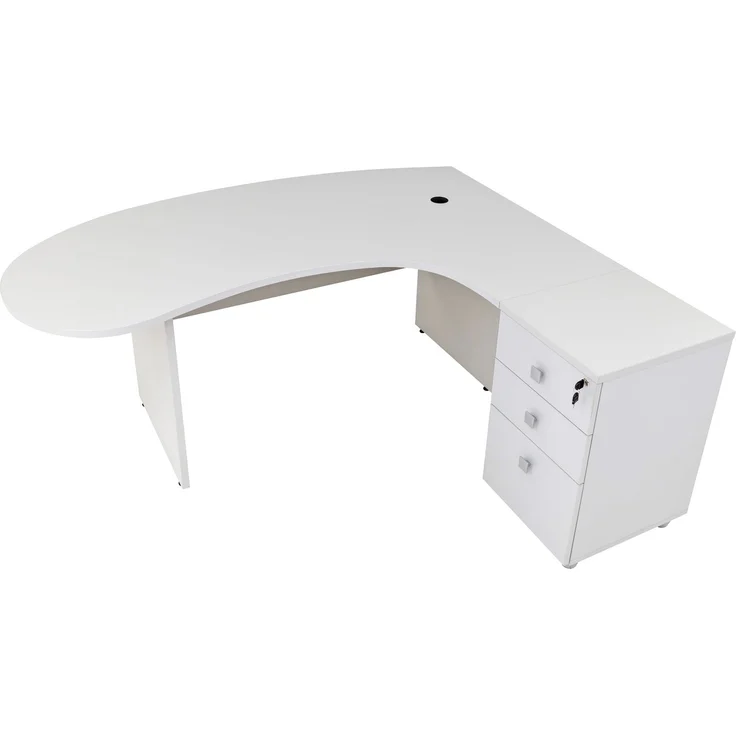 Winkelschreibtisch "Gela", Holzfuß, grau Dekor, 180 x 120 x 74 cm, inkl. Beistellcontainer, rechts gewinkelt – Bild 3