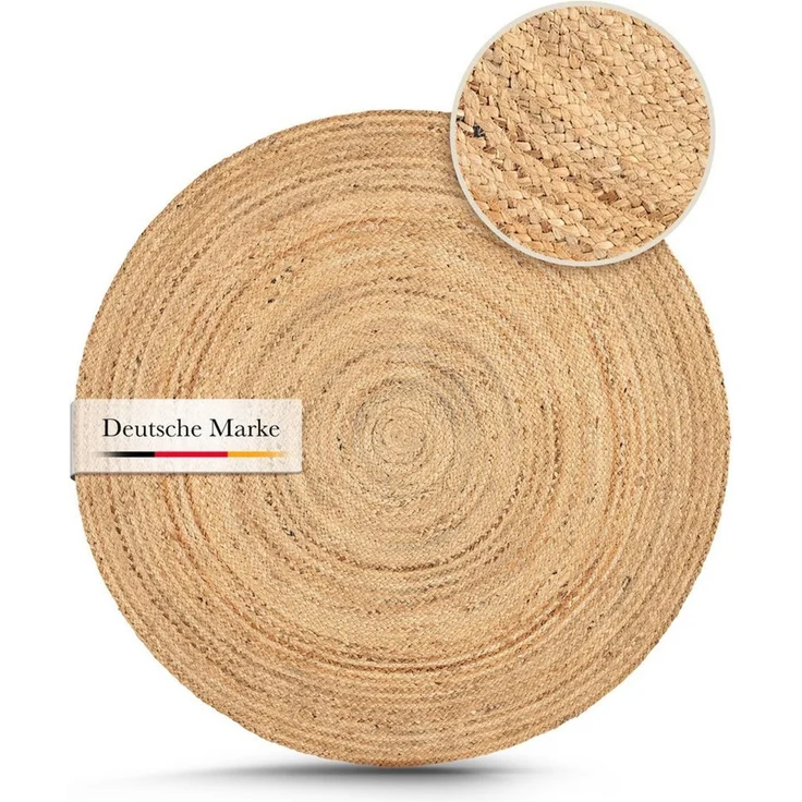carpetfine Teppich Nele Juteteppich Naturfaser, rund, Höhe: 6 mm, geflochtener Wendeteppich aus 100%Jute, in rund und oval, viele Größen – Bild 3