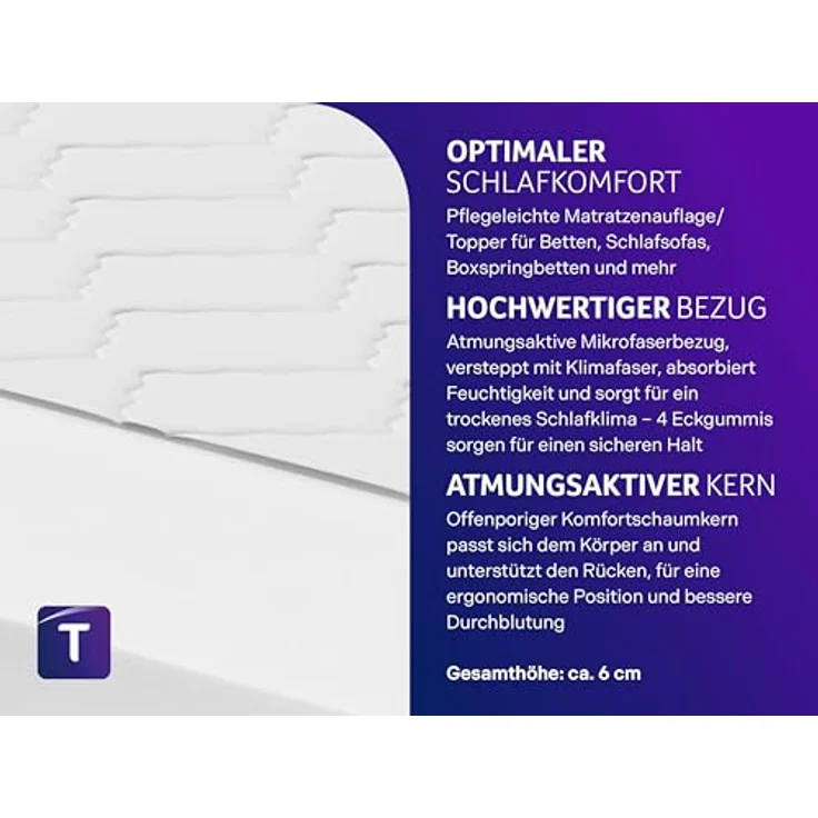 Traumnacht orthopädischer Matratzentopper, mit einem hochwertigen Kaltschaumkern, Öko-Tex zertifiziert, 100x200 cm, produziert nach deutschem Qualitätsstandard – Bild 4