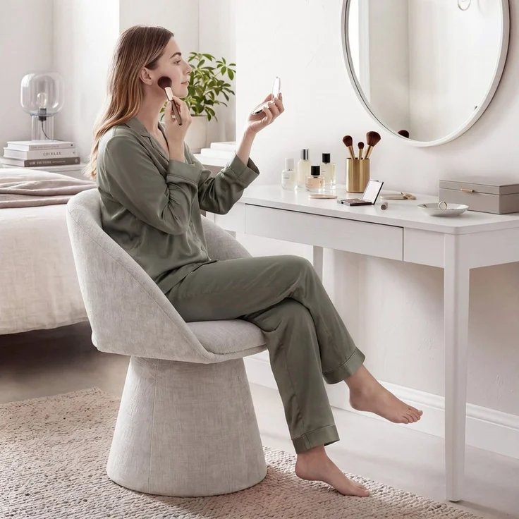 Duhome Esszimmerstuhl (7307A1), 360° Drehbar, Chenille, Hohle Rückenlehne, Esszimmer & Wohnzimmer – Bild 2