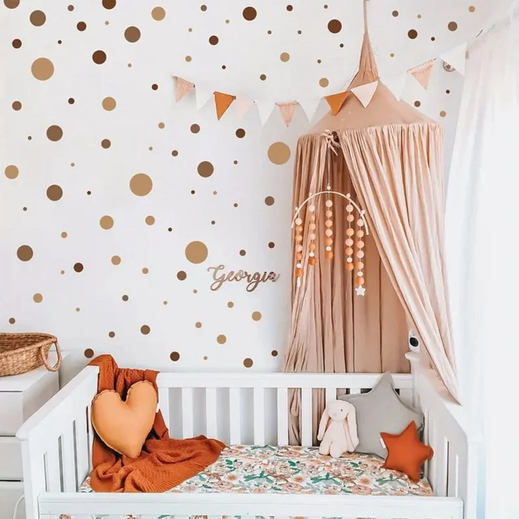 Montegoni Wandsticker 4 Stück Boho Brown Dot Pattern Wandaufkleber, selbstklebend, (Schlafzimmer, Wohnzimmer), Abnehmbar, modern, aus Kunststoff, selbstklebend, mit Glitzerakzenten. – Bild 2