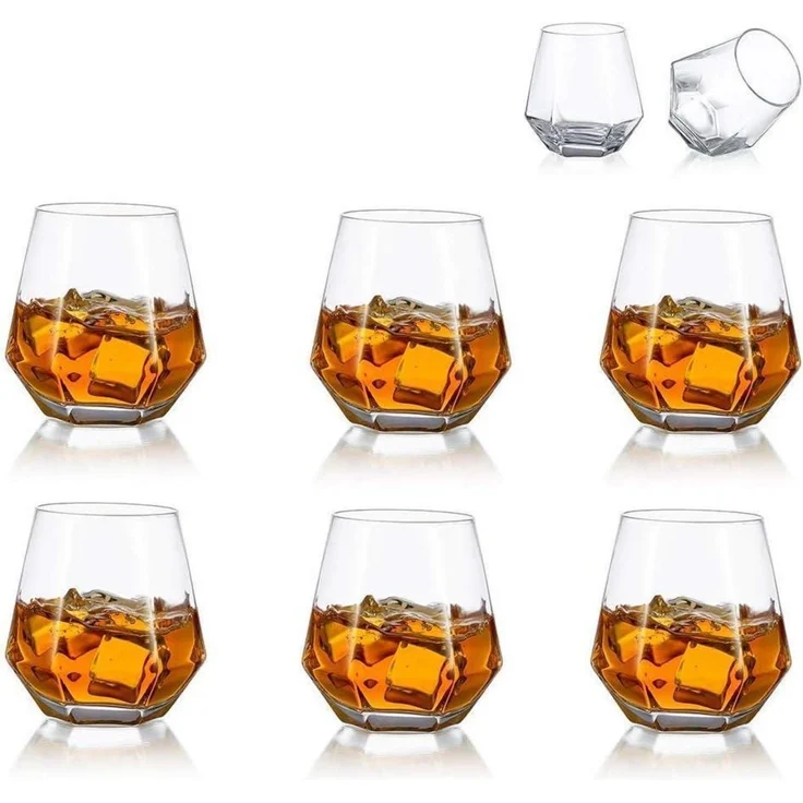 Diamond Whisky Glasses 6er-Set 300 Ml Bourbon Scotchglas Whiskyglas Moderner – Bild 1