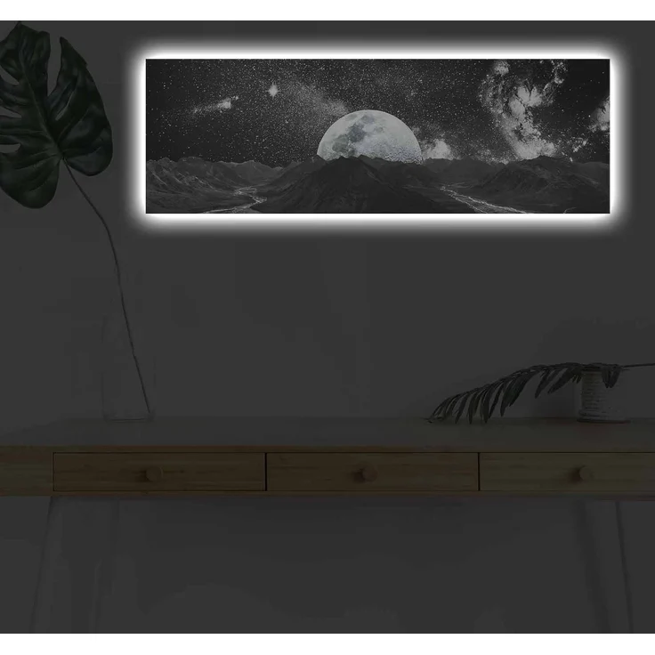 Opviq '3090NASA-009' Dekoratives LED-beleuchtetes Leinwandbild, Mehrfarbig, 90 x 30 cm – Bild 2