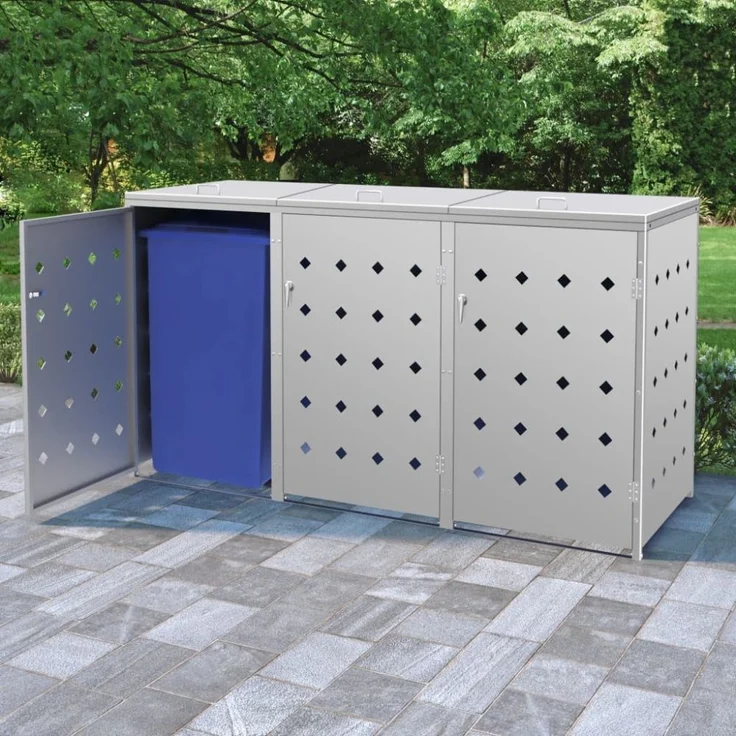 vidaXL Mülltonnenbox für 3 Tonnen 240 L Edelstahl 145381 – Bild 1
