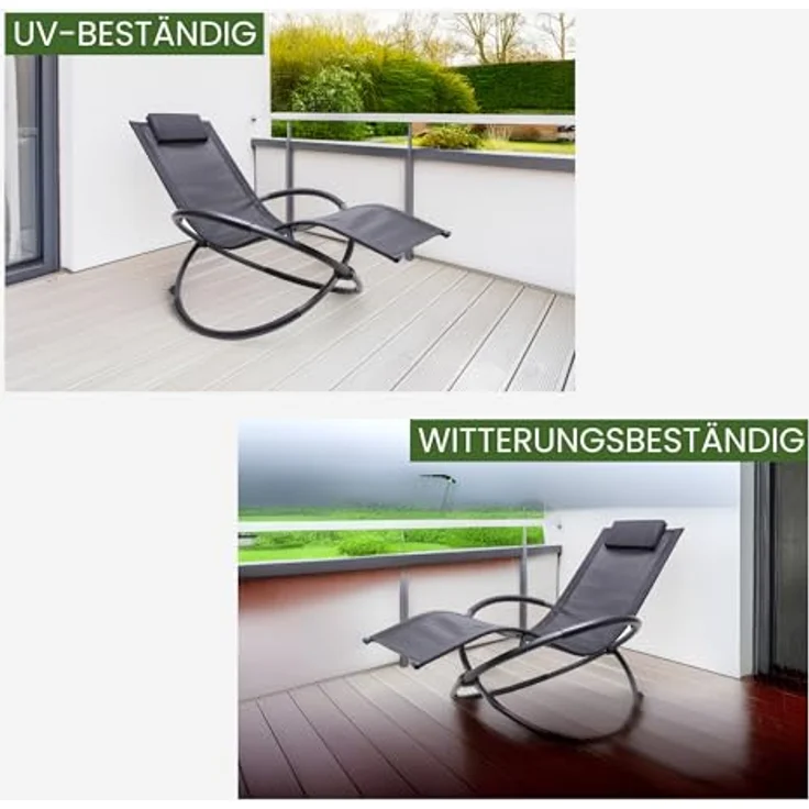 Albatros Premium Gartenliege X-FORM, Schwungliege mit Kopfkissen, wetterfest und ergonomisch, belastbar bis 160 kg, modernes Design – Bild 5