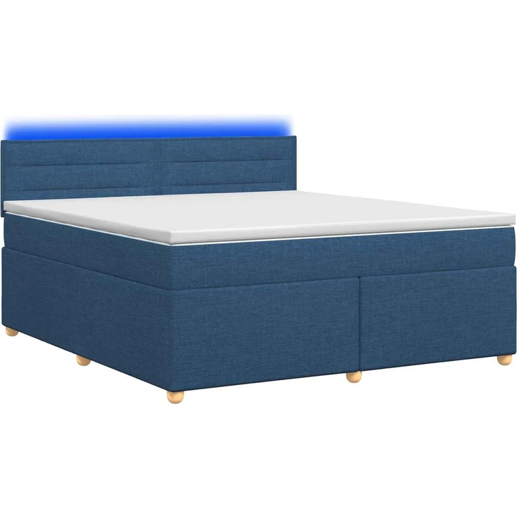 vidaXL Boxspringbett mit Matratze mit Kopfteil Blau 160 x 200 cm Stoff 3452456 – Bild 2