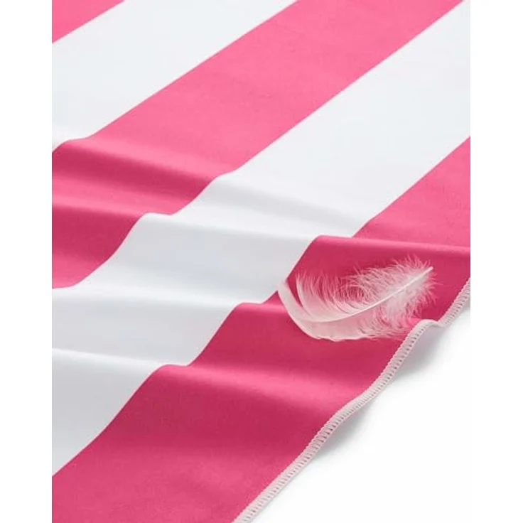 Fit-Flip Strandtuch XXL, Mikrofaser, leicht und schnelltrocknend, 100% recyceltes Badetuch, pink-weiß gestreift, 200x90cm – Bild 2