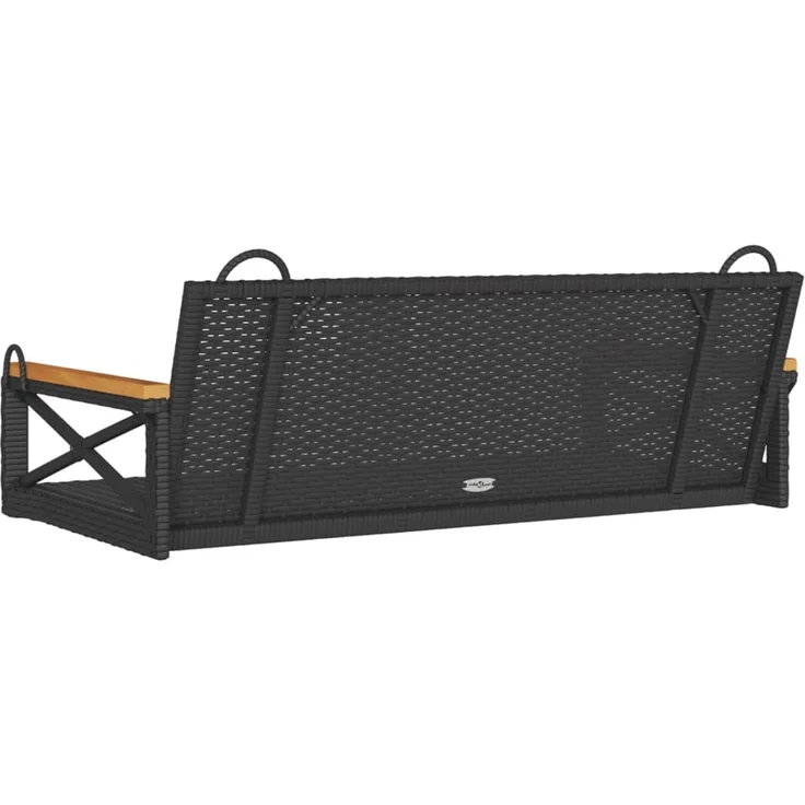 vidaXL Hängebank Schwarz 109x62x40 cm Poly Rattan 368152 – Bild 6