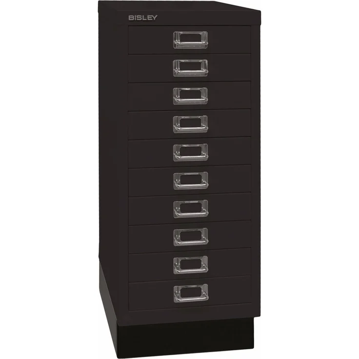 BISLEY Schubladenschrank aus Metall DIN A4 in schwarz Schrank mit 10 Schubladen und Sockel Werkzeugschrank, L2910S-633 – Bild 1