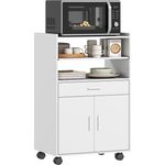 HOMCOM Küchenbuffet Doppeltürschrank (Küchenschrank, 1-St, mit Schubladen, Rollen) für Küche, Esszimmer, Weiß