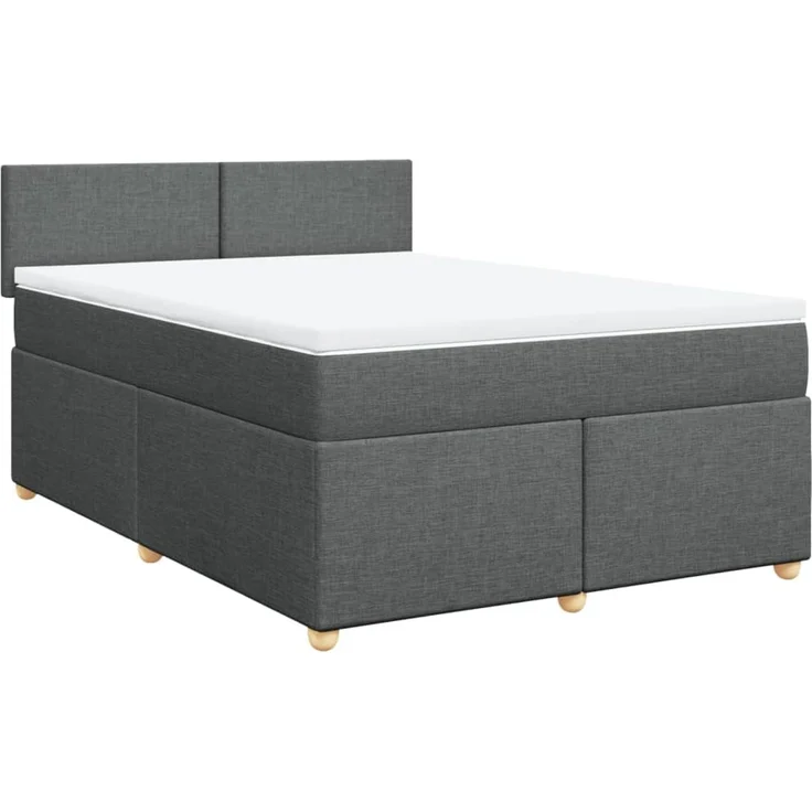 vidaXL Boxspringbett mit Matratze Dunkelgrau 140x200 cm Stoff 3288997 – Bild 3