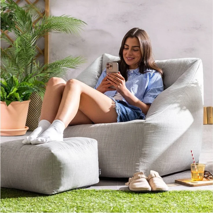 icon Sitzsack Sessel Outdoor mit Hocker „Natalia" (Spar-Set, 1 x Sitzsack-Sessel, 1 x Fußhocker), Sitzsack XXL, Made in Germany, für Erwachsene & Kinder, mit Füllung – Bild 1