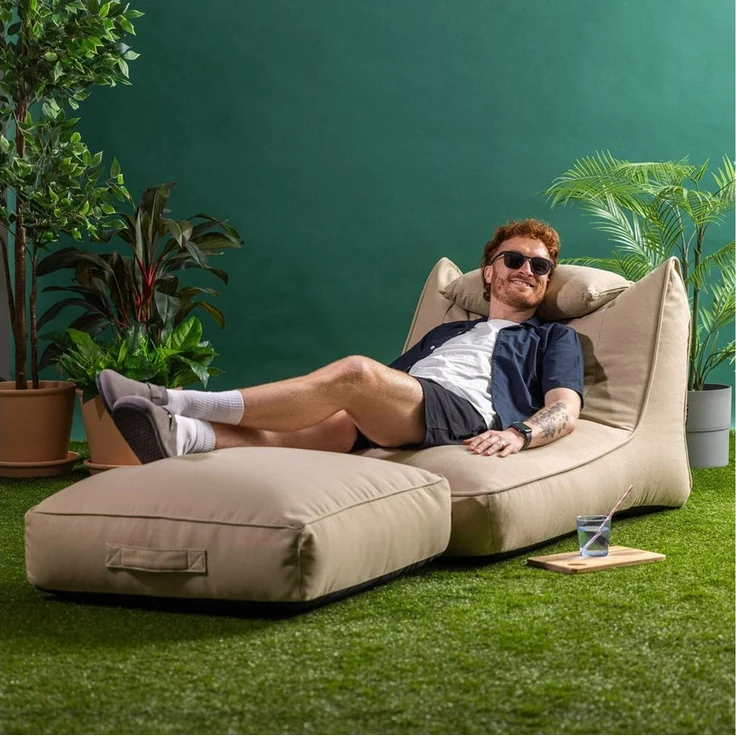 icon Sitzsack Liege aus Olefin „Nova“, mit Bodenkissen (Spar-Set, 1 x Sitzsack, 1 x Hocker), Made in Germany, UV-beständig, wetterfest – Bild 2
