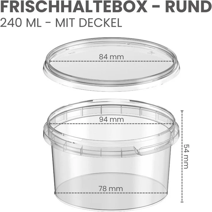 mikken Frischhaltedose Frischhaltebox 240 ml Gefrierdose Kunststoffdose Plastikdose, (Spar-Set, 10-tlg, Vorratsset), Heiß- & Kaltabfüllung, luftdicht, auslaufsicher – Bild 4
