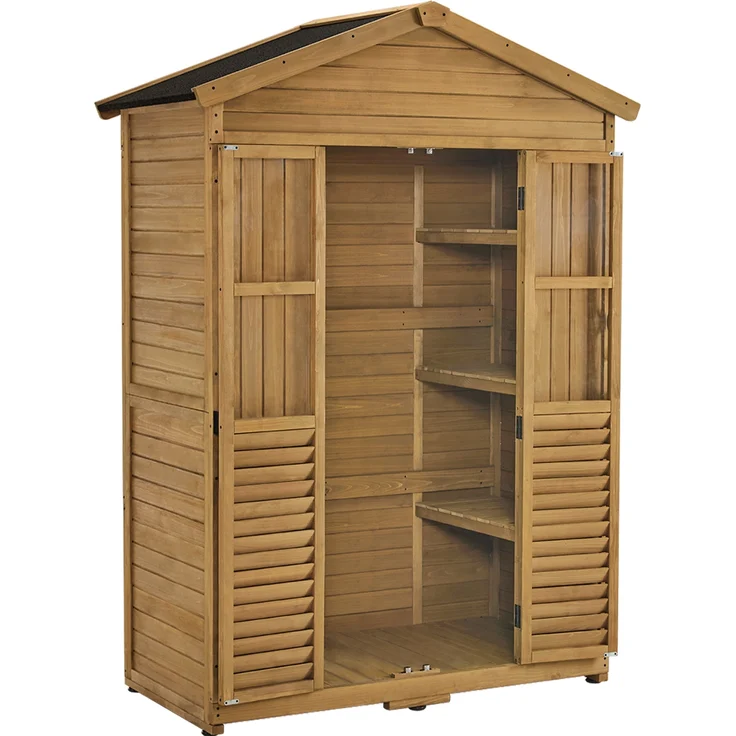 M MCombo Gartenschrank Gartenhaus Holz Wetterfest, Geräteschrank Holzschrank Outdoor Wasserdicht Begehbar, für Außenbereich Balkon Terrasse 1743 (Natur) – Bild 2