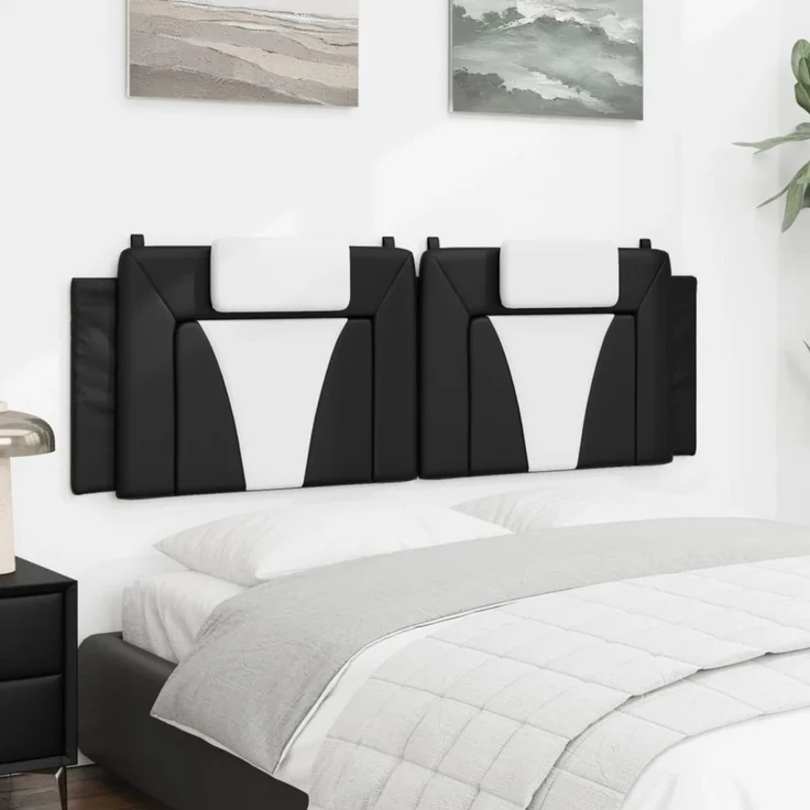 vidaXL Kopfteil-Kissen Schwarz und Weiß 160 cm Kunstleder 374802 – Bild 4