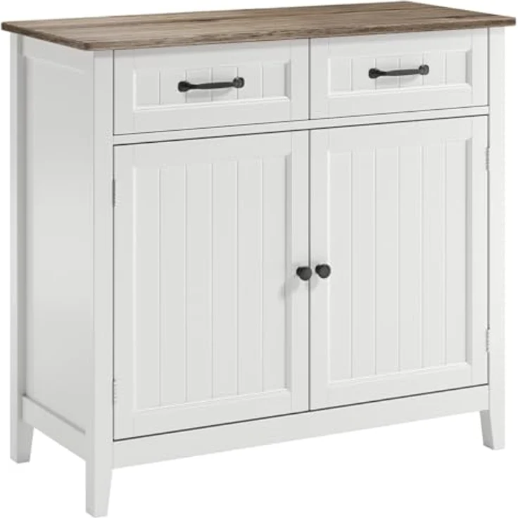 Bealife Küchen-Sideboard, Buffet-Schrank mit 2 Schubladen und 2 Türen, Küchenschrank mit Arbeitsplatte für Wohnzimmer, Esszimmer und Küche – Bild 2
