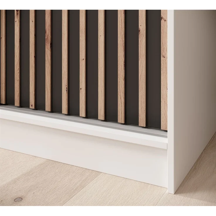 Schiebetürenschrank Schrank BRITE in Weiß- Schwarz 200x215x61 cm – Bild 2