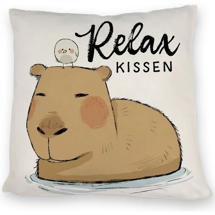 speecheese Dekokissen Capybara Kissen mit Spruch Relax Kissen – Bild 2
