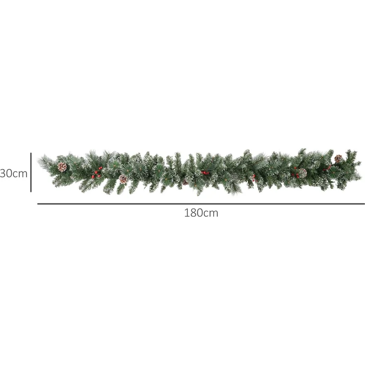 HOMCOM Weihnachtsgirlande, Kunststoff, Metall, Grün, 180L x 30B x 30H cm – Bild 3