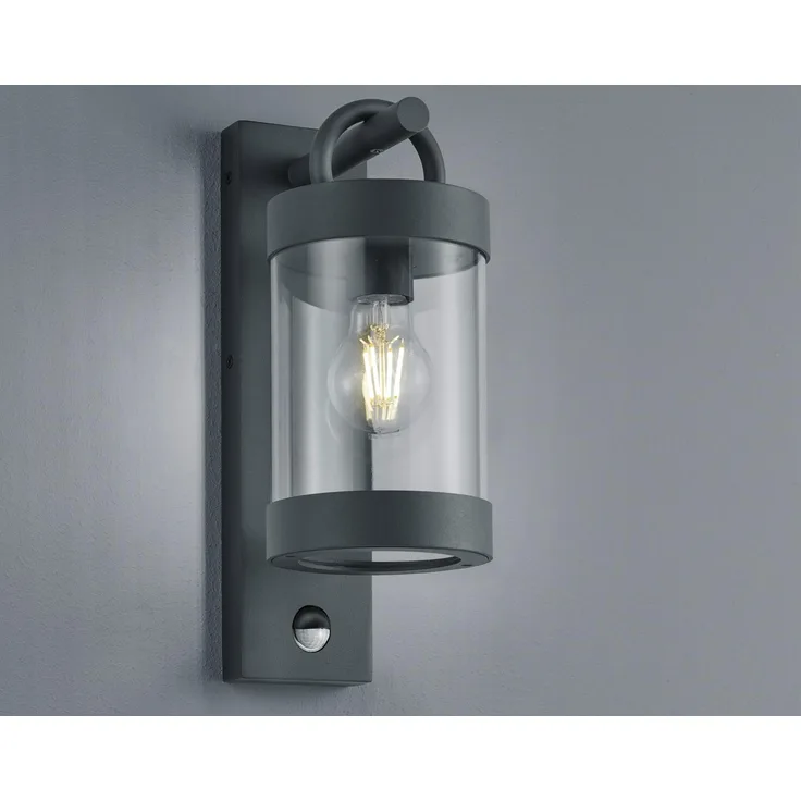 LED Außenwandleuchte mit Bewegungsmelder, Laterne Anthrazit, Höhe 33cm