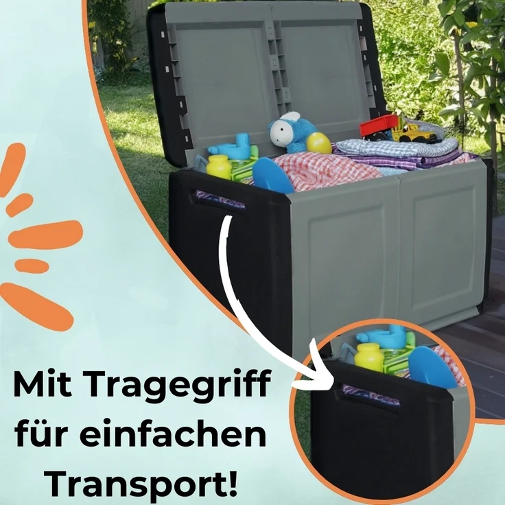GarPet Gartenbox Gartenbox Aufbewahrungsbox 290 L Wetterfest Garten Kissenbox XXL – Bild 3