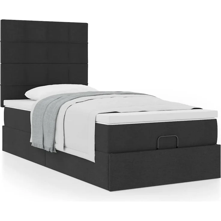 vidaXL Ottoman-Bett mit Matratze Schwarz 90x200 cm Stoff 3313128 – Bild 12