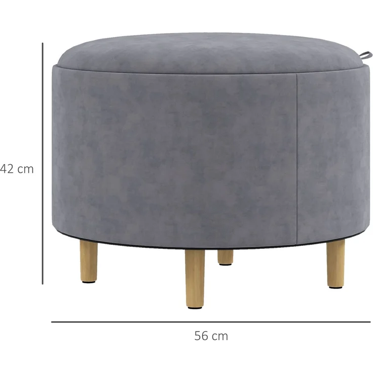 Sitzkissen mit Stauraum aus Sherpa-Stoff, max. 120 kg, mit klappbarem Tablett, aus MDF und Buche, 56 x 56 x 42 cm, grau – Bild 5