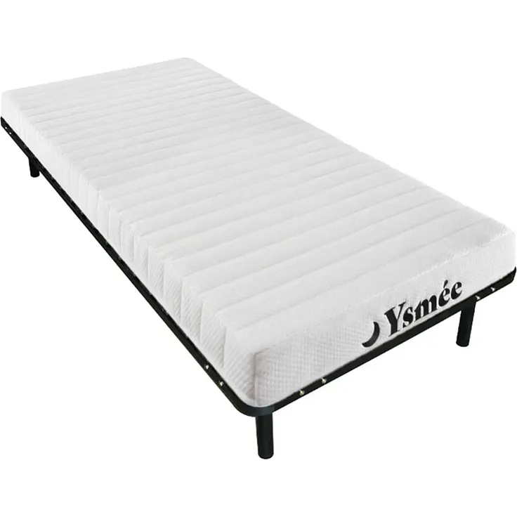 Vente-unique - STELO Set aus Matratze und Bettgestell MetallStoff Schwarz - B 90 cm88 cm3,8 cm x H 12 cm5 cm25 cm x L 190 cm188 cm3,8 cm