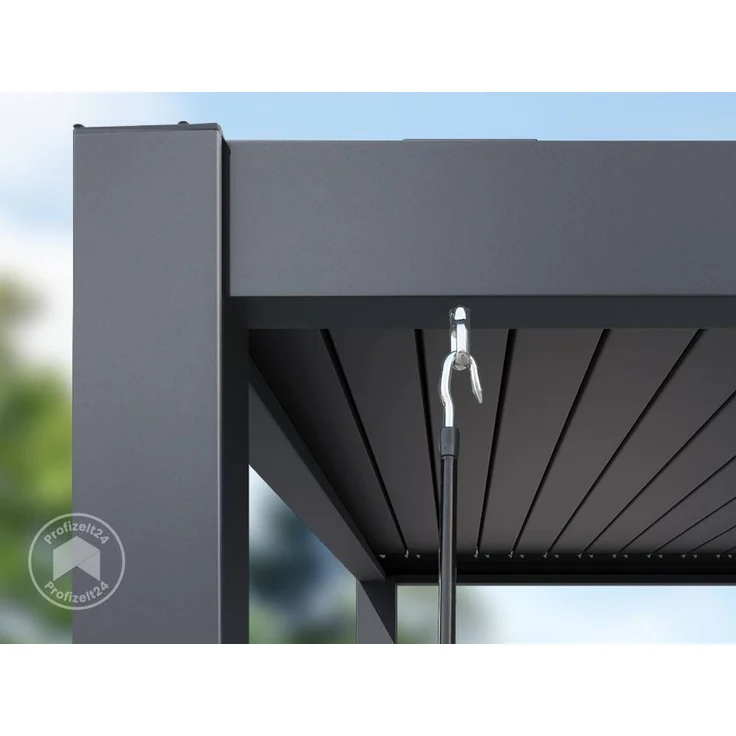 PRIMEYARD Pergola 3x3 m Aluminium Pfosten mit Lamellendach aus Aluminium anthrazitfarbeneTerrassenüberdachung – Bild 8