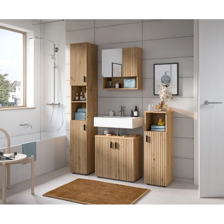 Badkombination B/H/T: 150x192x30 cm in Artisan Oak Nachbildung und -- – Bild 5