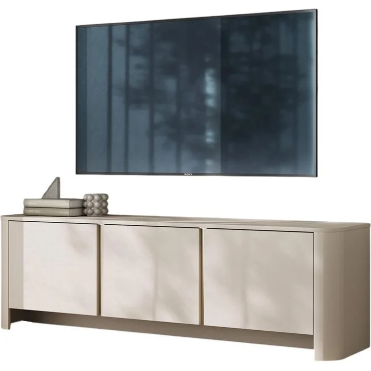 Compleo TV-Schrank im Japandi Stil, TV Lowboard mit 3 Türen, Kaschmir oder Eiche BORS – Bild 5