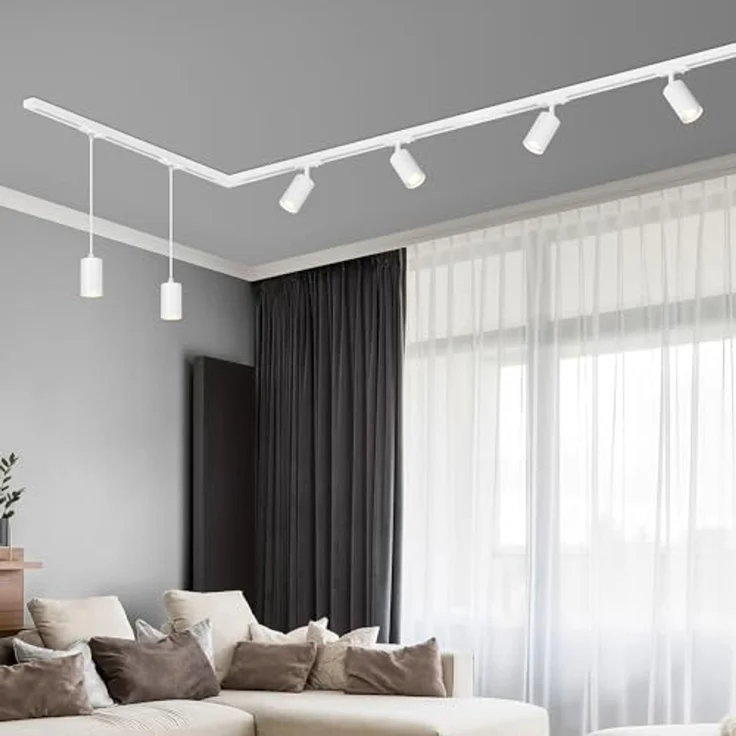 Briloner Leuchten LED Pendelleuchte 8014066B, LED wechselbar, 2700K - Extra-Warmweiß, Schienensystem Rail 2,25 m Weiß max. 9W Decke Wohnzimmer Büro Küche – Bild 3