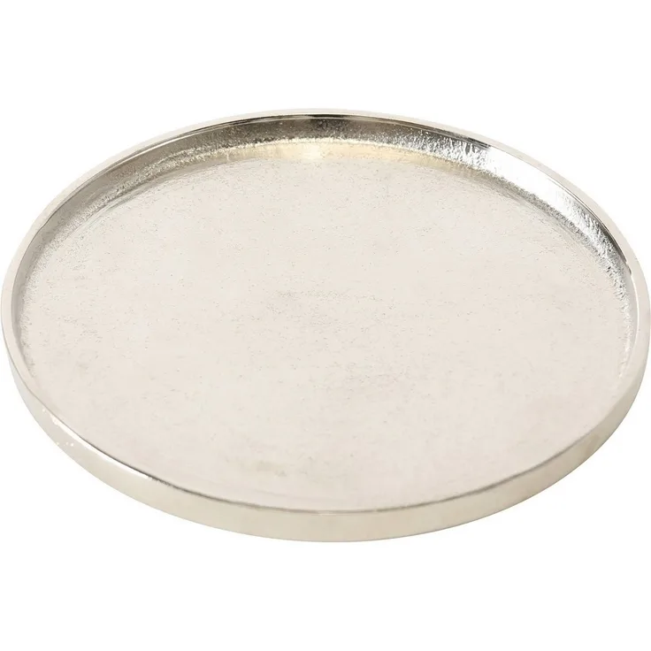 BOLTZE GRUPPE GmbH Tablett Deko-Tablett VALOMI, Ø 18 cm, Silbergrau, Aluminium, (1-tlg)