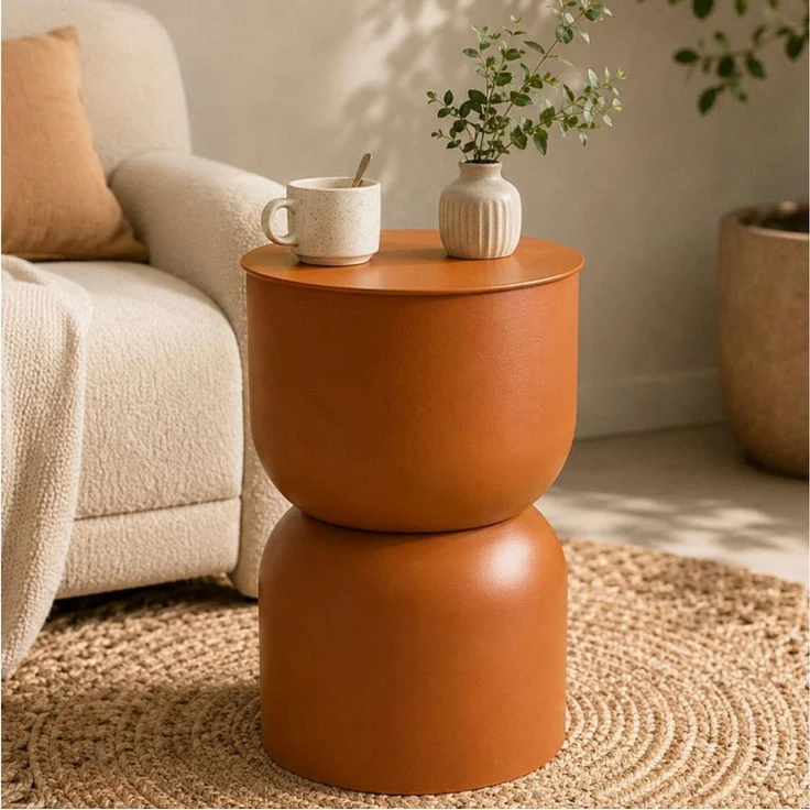 Koopman Beistelltisch Metalltisch Sofatisch Sanduhr Braun 47x30cm (1-St), Ø 30cm, Terracottafarbend, Höhe 47cm, hohl – Bild 1