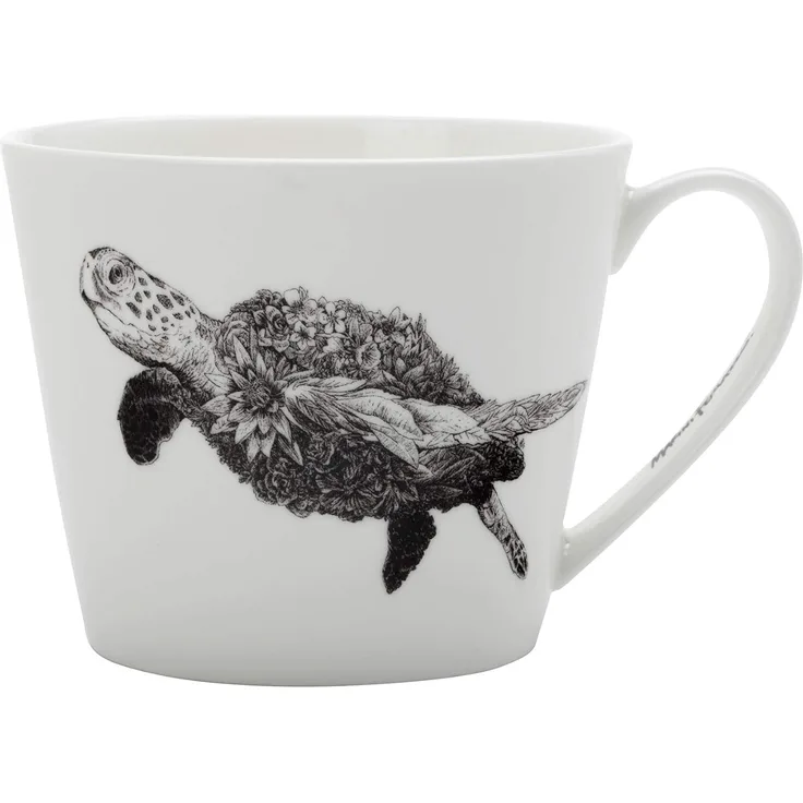 Maxwell & Williams DX0225 Marini Ferlazzo Becher Sea Turtle, aus Bone China Porzellan, Schwarz, Weiß, 450 ml, in Geschenkbox