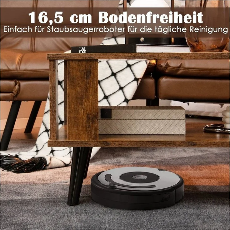 COSTWAY Couchtisch 2 Ebenen Beistelltisch, industriell, 70 x 50 x 41 cm – Bild 2