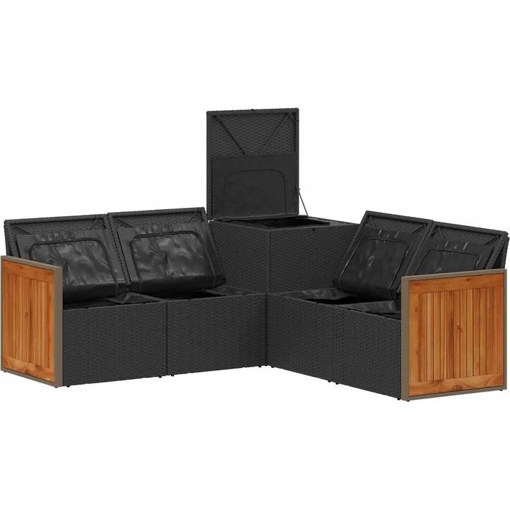 vidaXL Sofa Set 5 stk. Schwarz und Blau Polyrattan und Stahl 3447961 – Bild 6