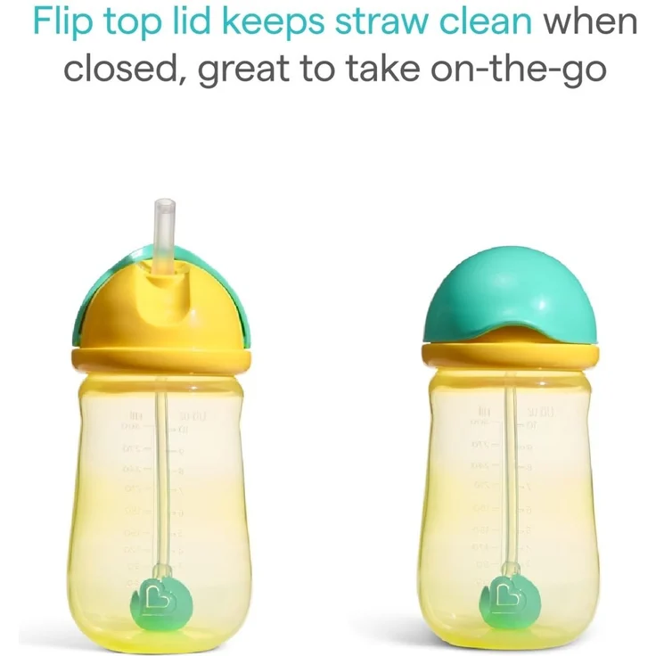 Munchkin Babyflasche mit Strohhalm Tip and Sip | 2er-Pack | 12m+ | 296 ml | Blau/Gelb – Bild 2