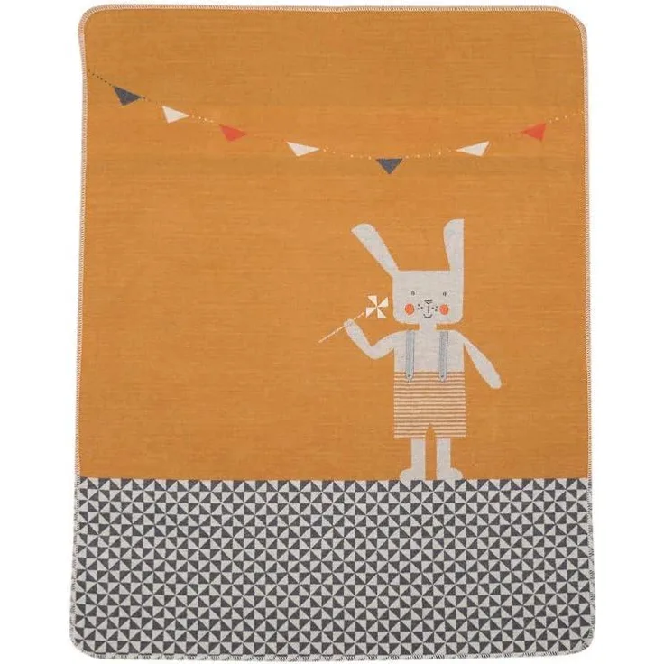 David Fussenegger Babydecke neutral mit Hase Motiv aus Baumwolle 70x90 cm flauschig weich