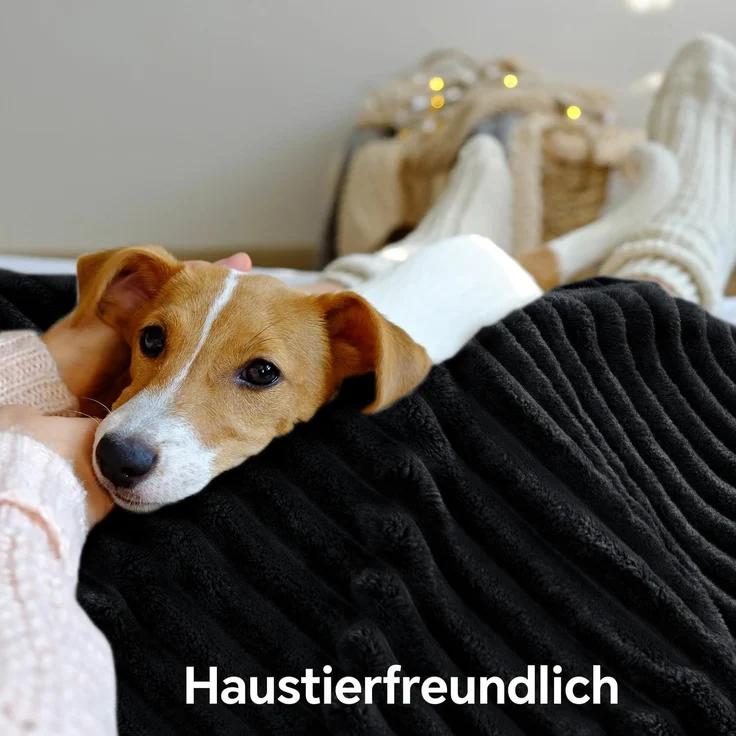 BEDELITE Kuscheldecke Flauschig Decke Klein - Dicke Sherpa Decken Schwarz 125x150 für Sofa, warme Cord Kuscheldecken weiche Fleecedecke Wohndecke als Sofaüberwurf für Wohnzimmer – Bild 5