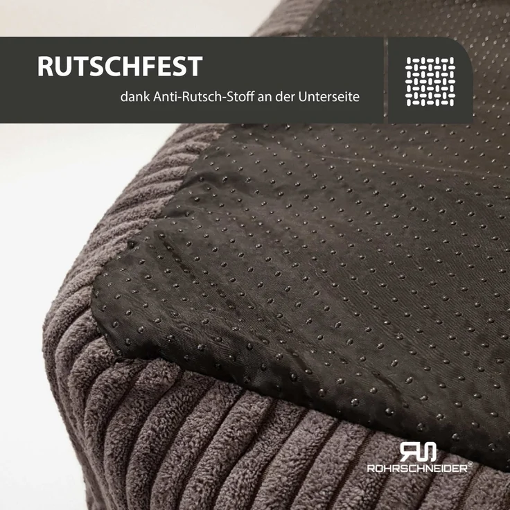 ROHRSCHNEIDER Hundebett - Cord, Hundekorb, Tierbett, Wendekissen, Bezug waschbar, rutschfest Grau 15x55x42cm – Bild 5